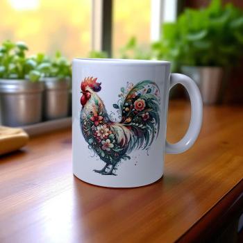 Keramiktasse Huhn Blumen Design Nr. 1 Kaffeebecher Teetasse Kaffeetasse - Artikel Nr. 1100088